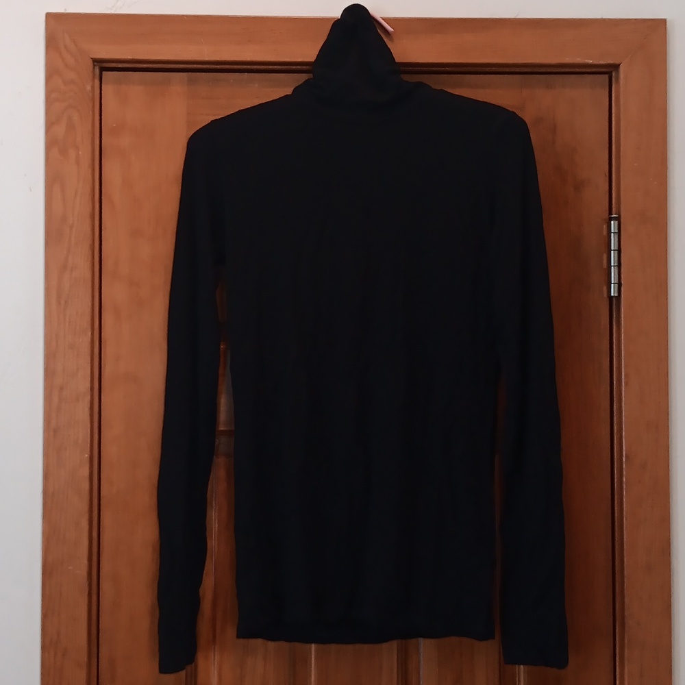 Black turtle neck, mad in Paris super soft and stretchy. Beautiful dark black. - Picture 3 of 4